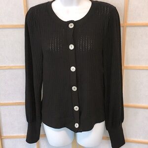 Status Cardigan Sweater Open Rib Knit